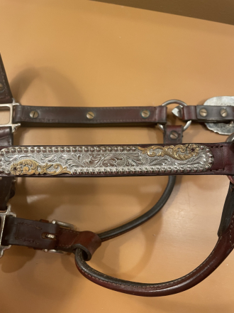 Tack ID: 569415 Beautiful Silver & Gold Embellished Showmanship Halter - PhotoID: 154269 - Expires 15-May-2025 Days Left: 28